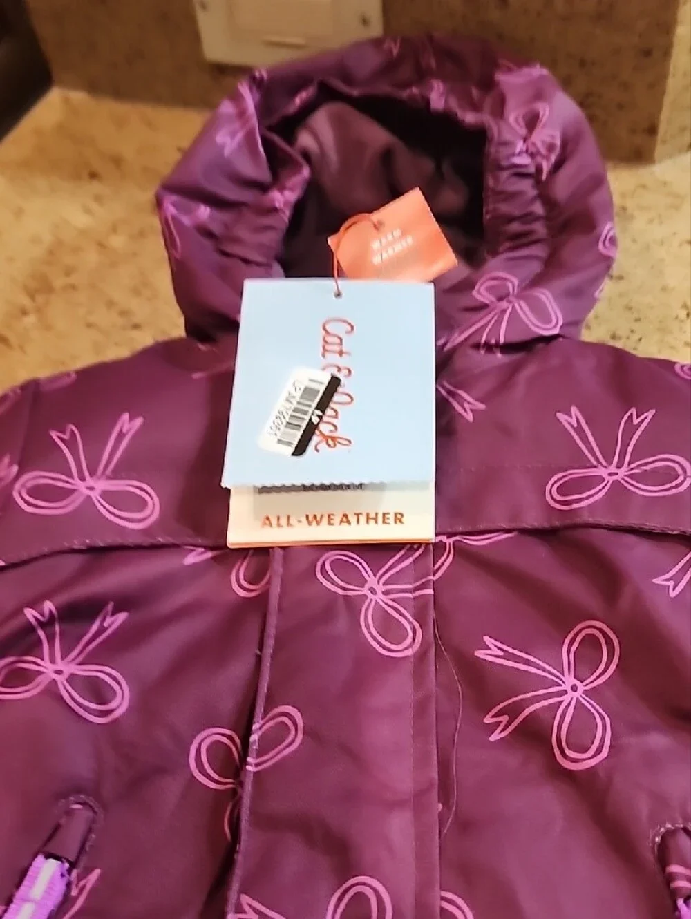 NWT GIRL'S 18 MNTH CAT AND JACK 3 IN ONE HOODED COAT.
